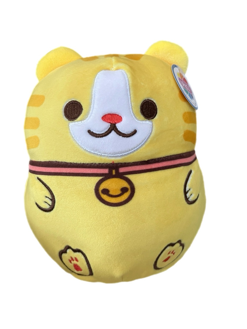 Yellow Cat Plush Toy with Smiley Bell